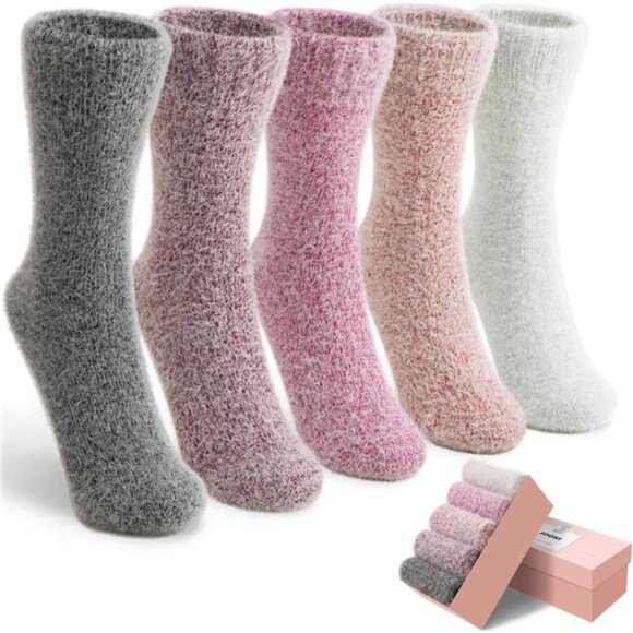 New 5 Pairs Fuzzy Soft Cozy Comfortable Socks for Women Casual Sleep Comfy Sock